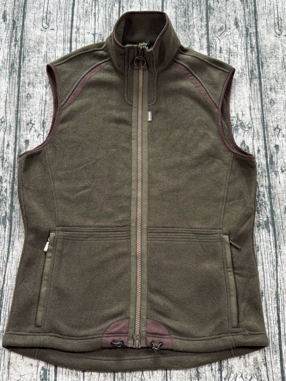 Barbour Langdale Gilet Fleece Vest Mens L Olive Green Full Zip NWT